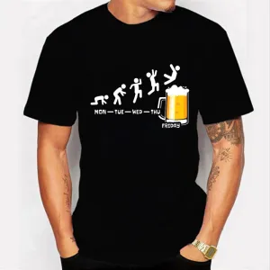 Men Funny Graphic Friday Beer Print T Shirts