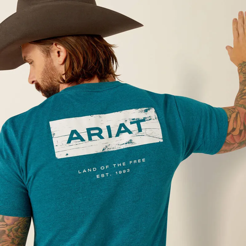 Men's Ariat Cyan Black Heather Stacks T-Shirt - 10052036