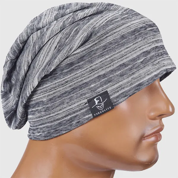 Mens Lightweight Slouch Beanie Hat Striped B082