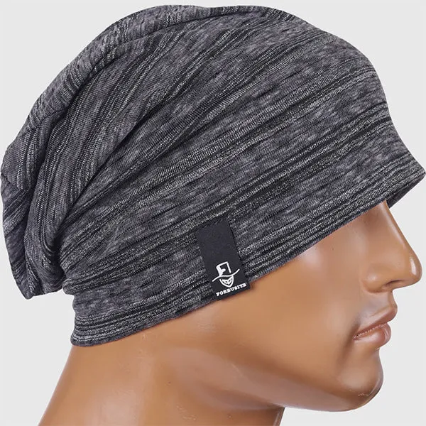 Mens Lightweight Slouch Beanie Hat Striped B082