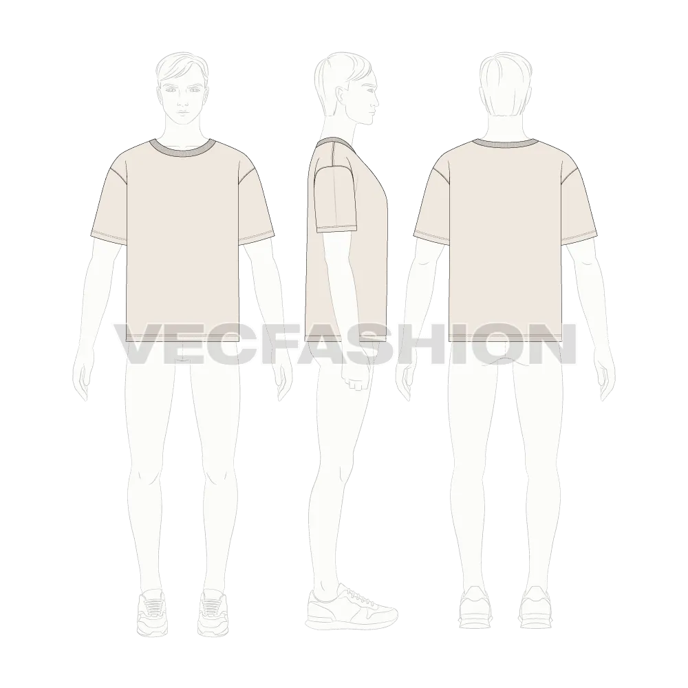 Mens Round Neck Baggy T shirt Sketch