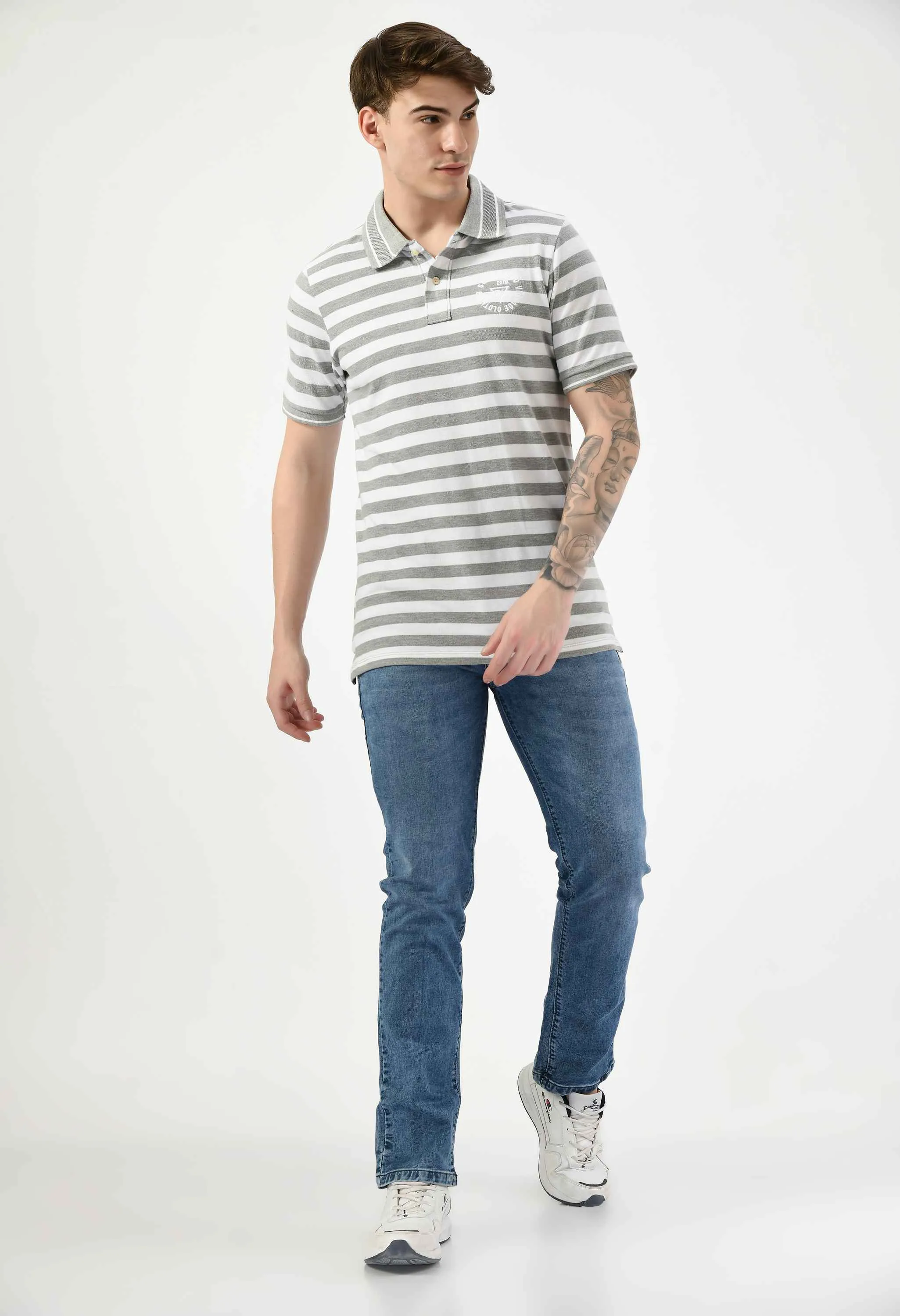 Men's Striped Regular Fit Polo T-Shirt