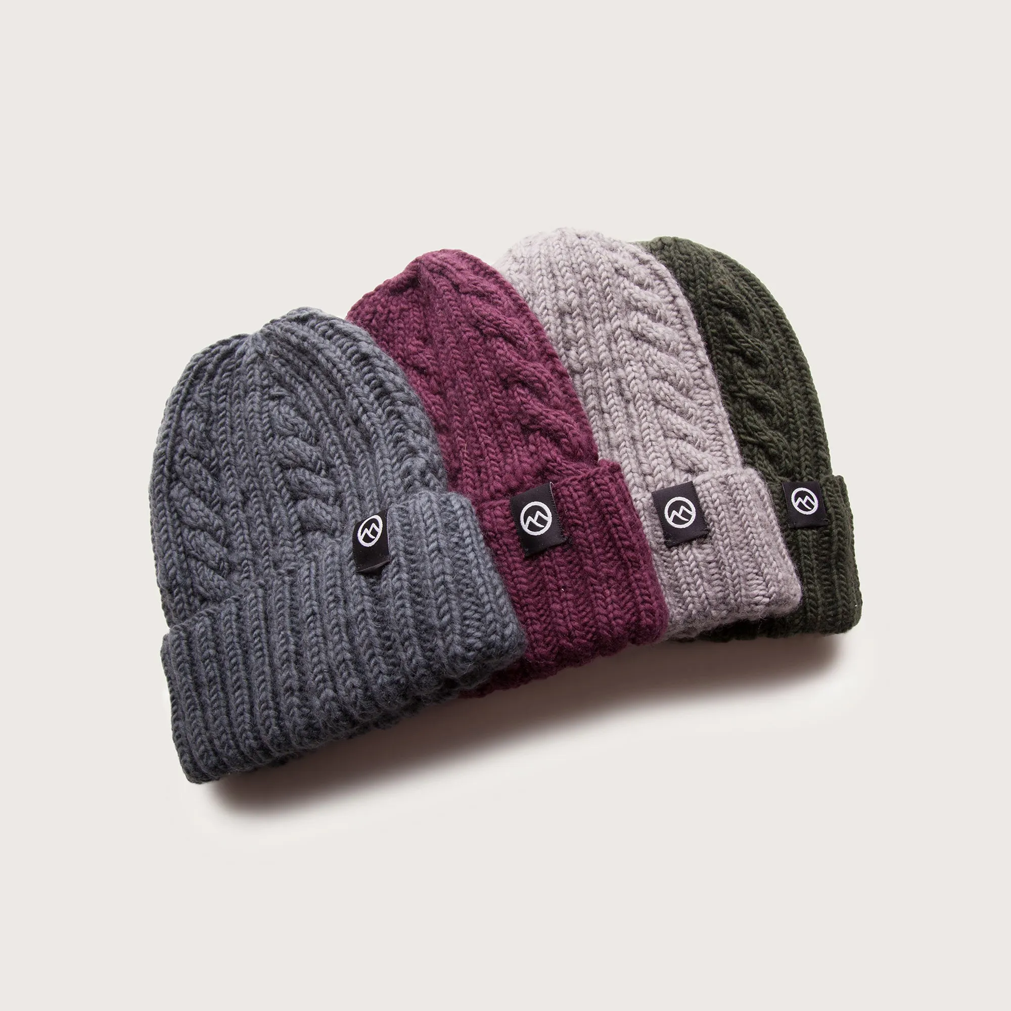 Merino Wool Cable Beanie - Grape