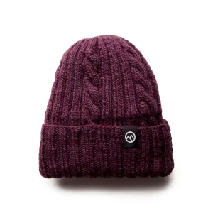 Merino Wool Cable Beanie - Grape