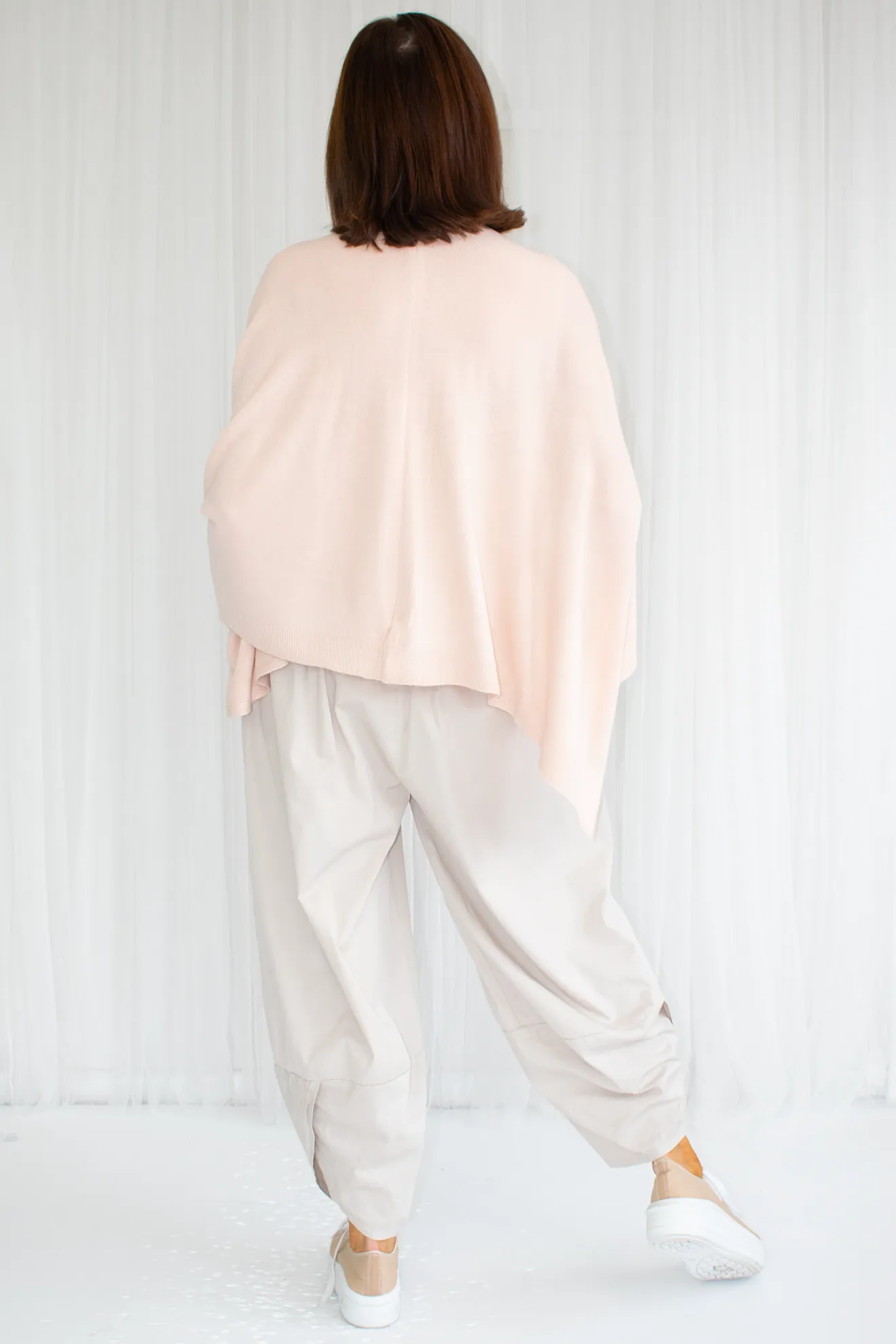 Mollie-Ann Poncho Style Fine Knit in Blush