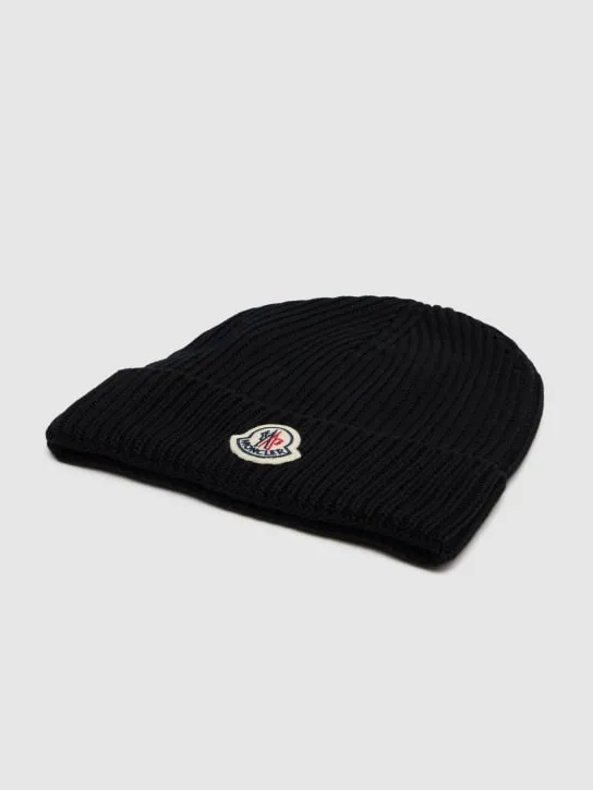 Moncler   Embroidered monogram cotton beanie 