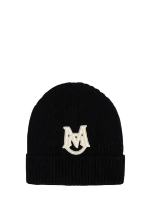 Moncler   Embroidered monogram cotton beanie 