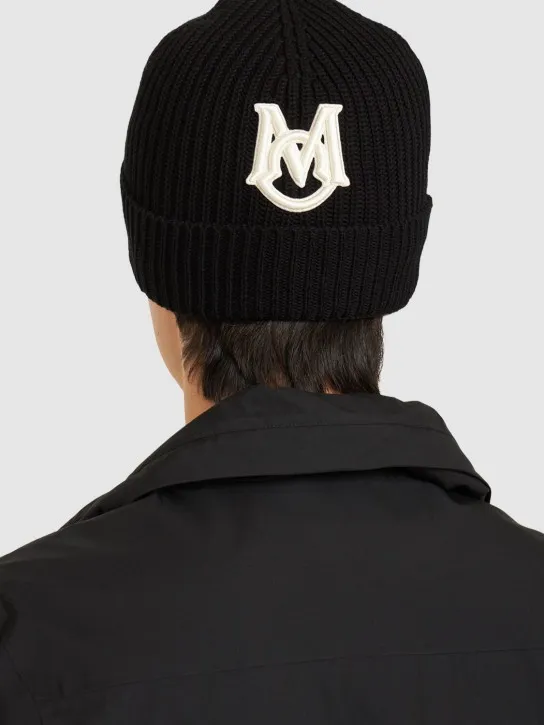 Moncler   Embroidered monogram cotton beanie 