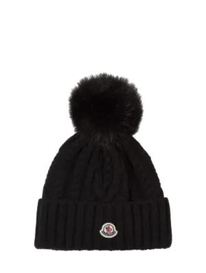 Moncler   Virgin wool blend beanie w/ pompom 