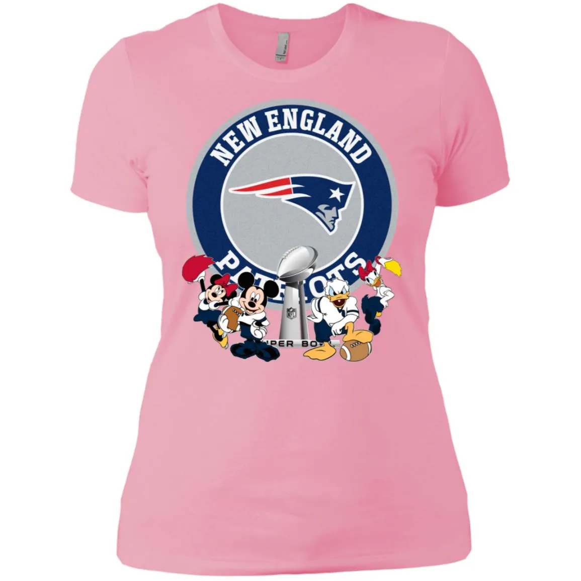 Nfl – New England Patriots Super Bowl 2019 Mickey Mouse Minnie Mouse Donald Duck Daisy Duck Football Women Cotton T-Shirt