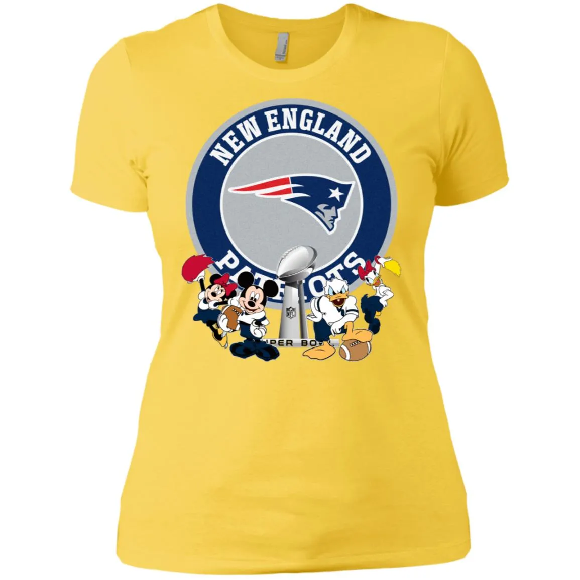 Nfl – New England Patriots Super Bowl 2019 Mickey Mouse Minnie Mouse Donald Duck Daisy Duck Football Women Cotton T-Shirt