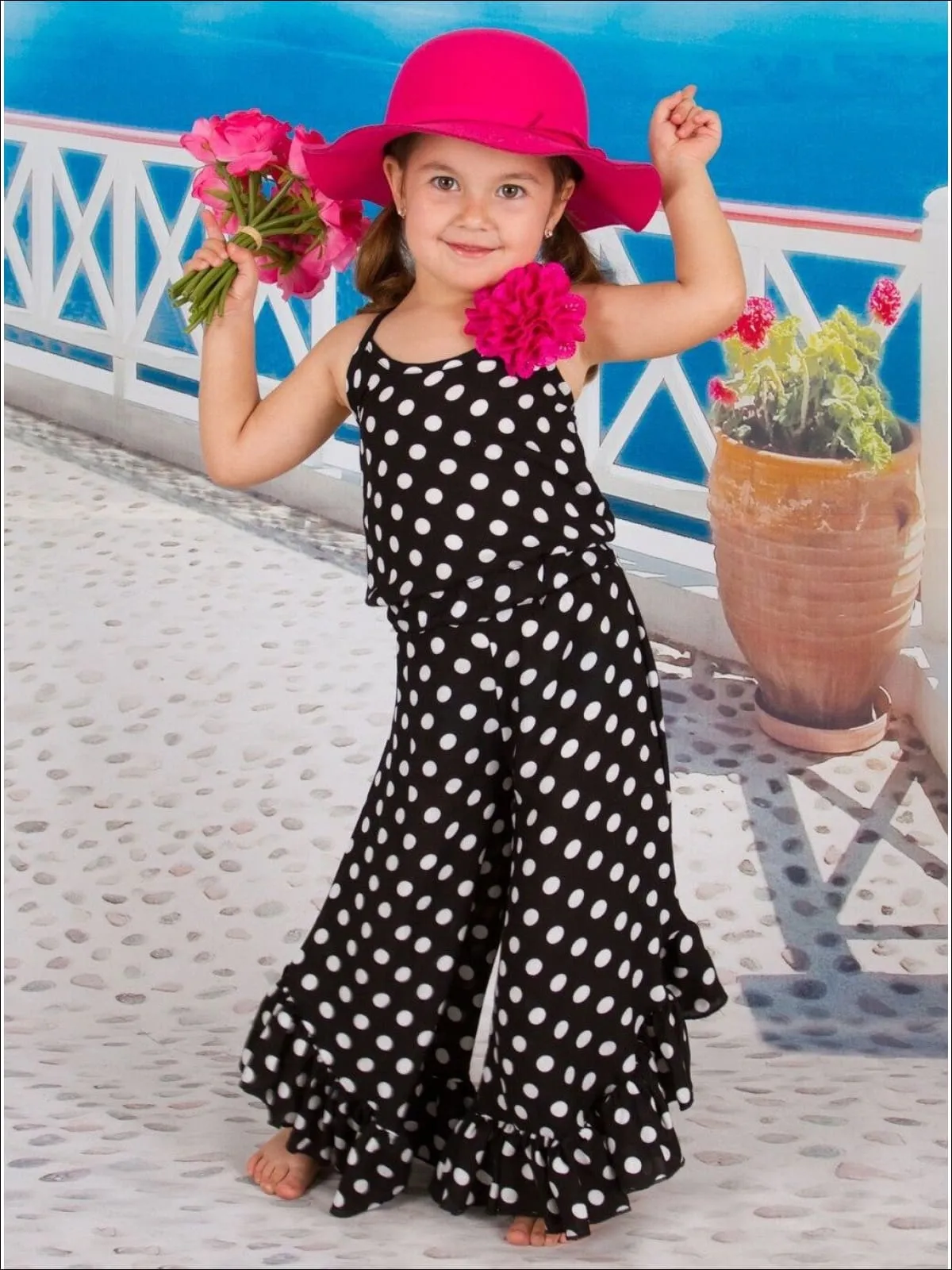 Nora Polka Dot Ruffle Hem Jumpsuit