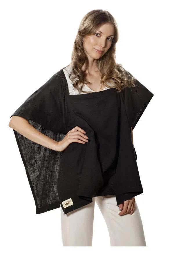 Nursing Cover  - 100% Cotton Muslin Black Square