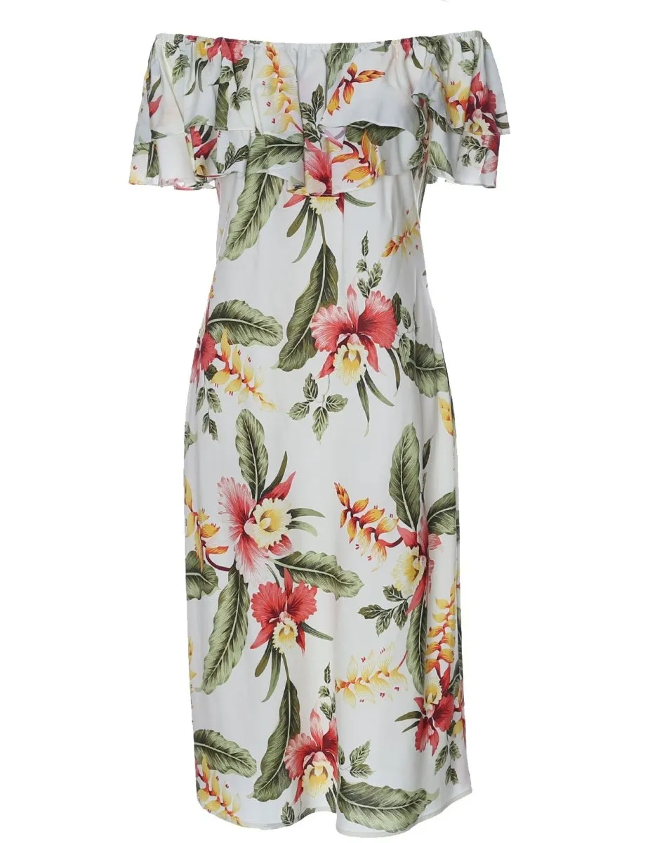 Off Shoulder Short Hawaiian Dress Orchid Pua