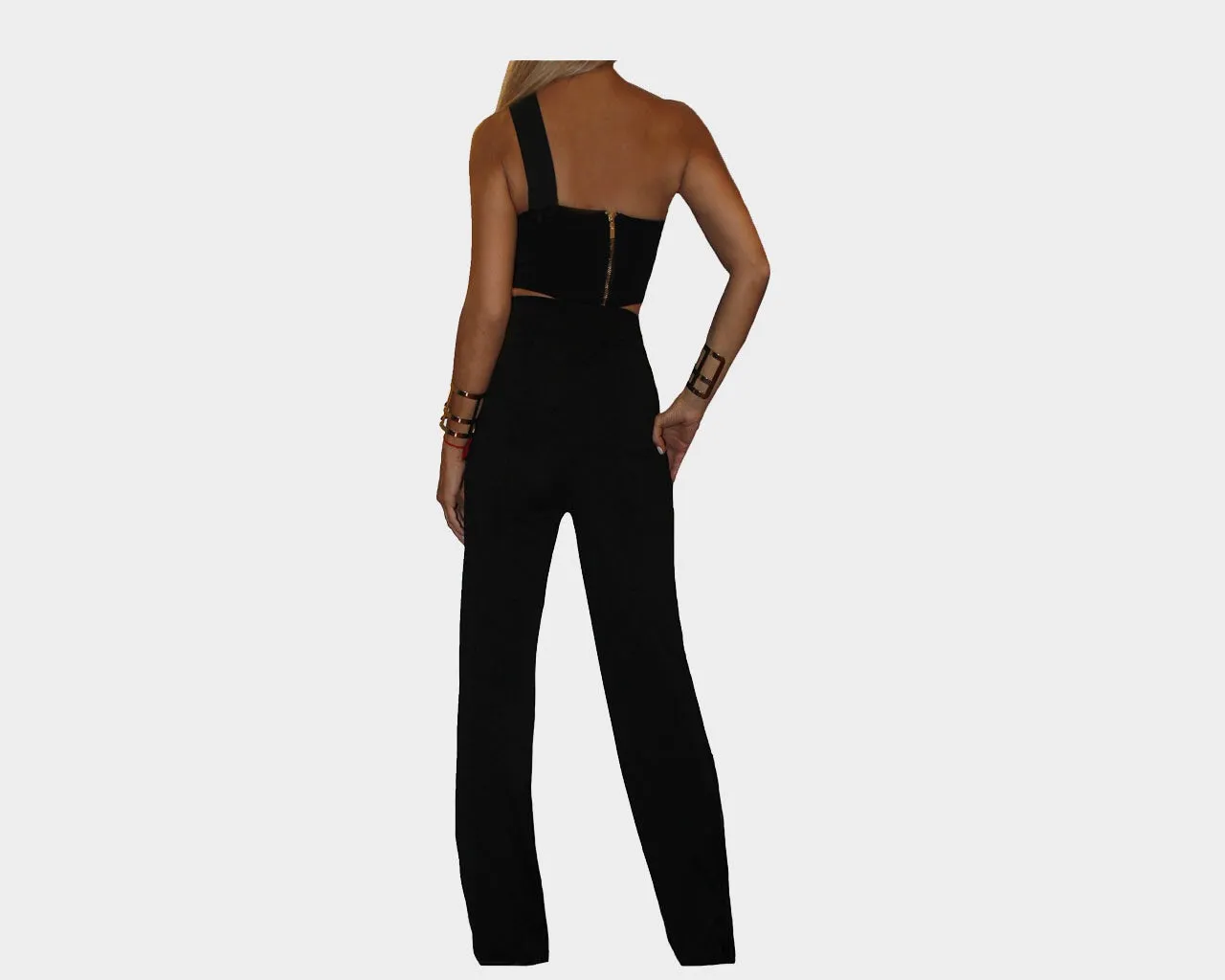 One Shoulder Strap Black Jumpsuit - The Monte Carlo