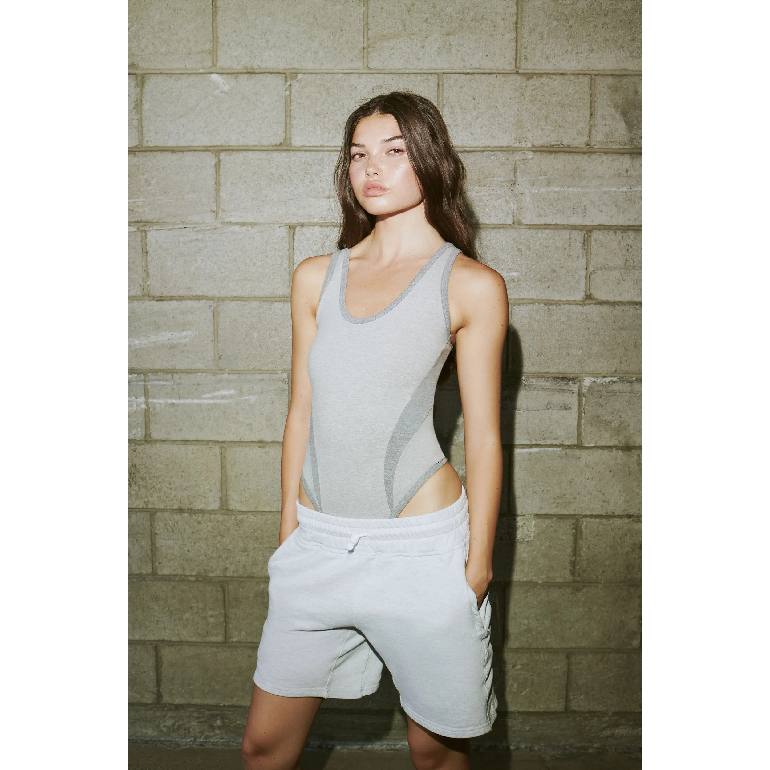 OUTDOOR BASICS TANK BODYSUIT | HEATHER GREY