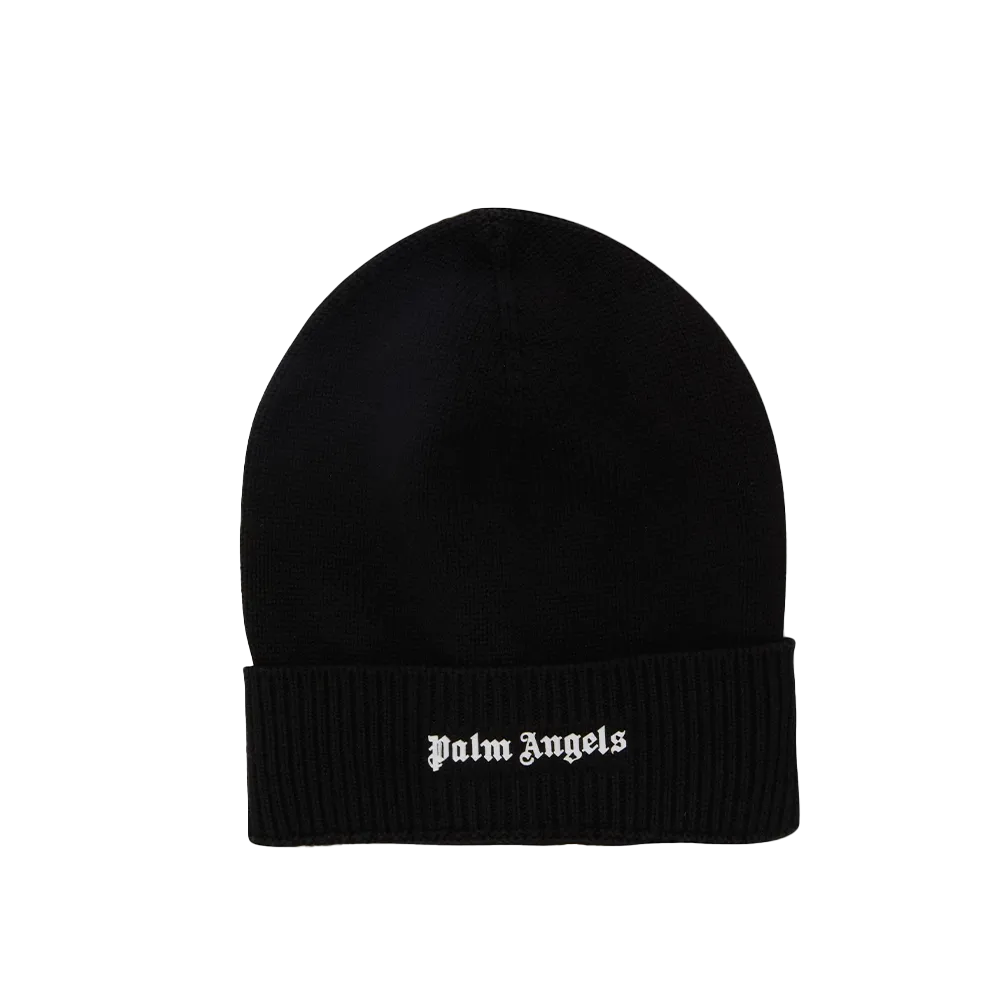 Palm Angels Logo Knit Beanie Black