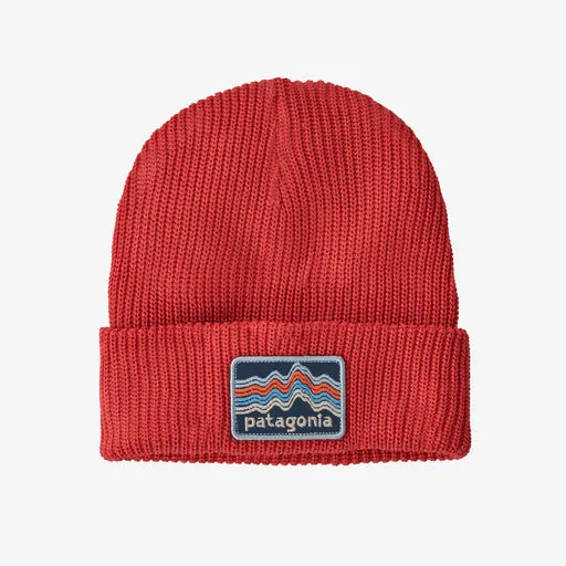 Patagonia B Kids Logo Beanie - Ridge Rise Stripe / Sumac Red