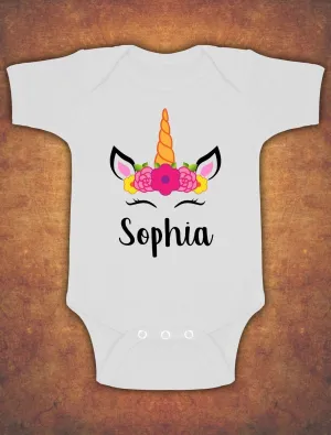 Personalised Any Name Unicorn Girl Baby Kids Present Grow Body Suit Vest