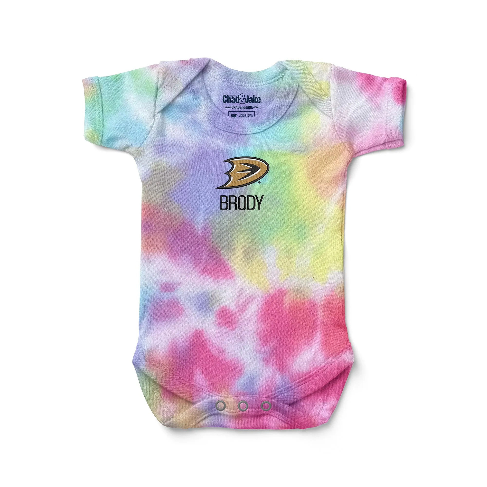 Personalized Anaheim Ducks Secondary Tie Dye Bodysuit