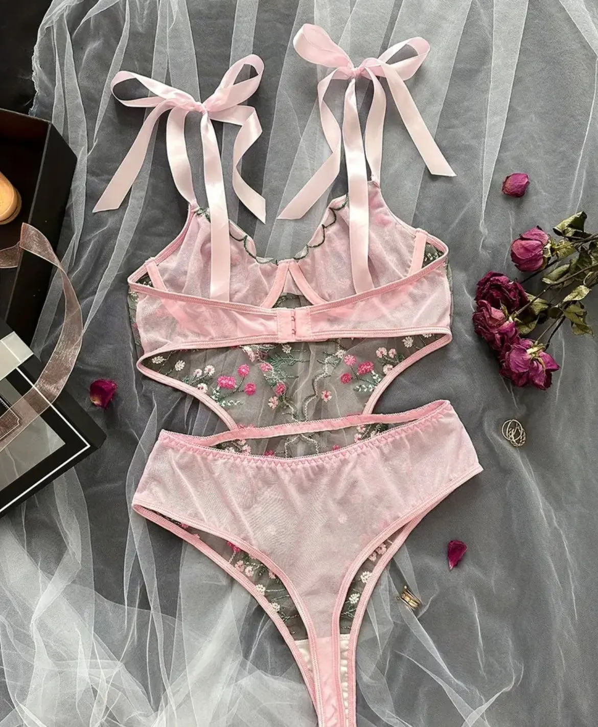 Pink Lace Teddy Bodysuit Lingerie