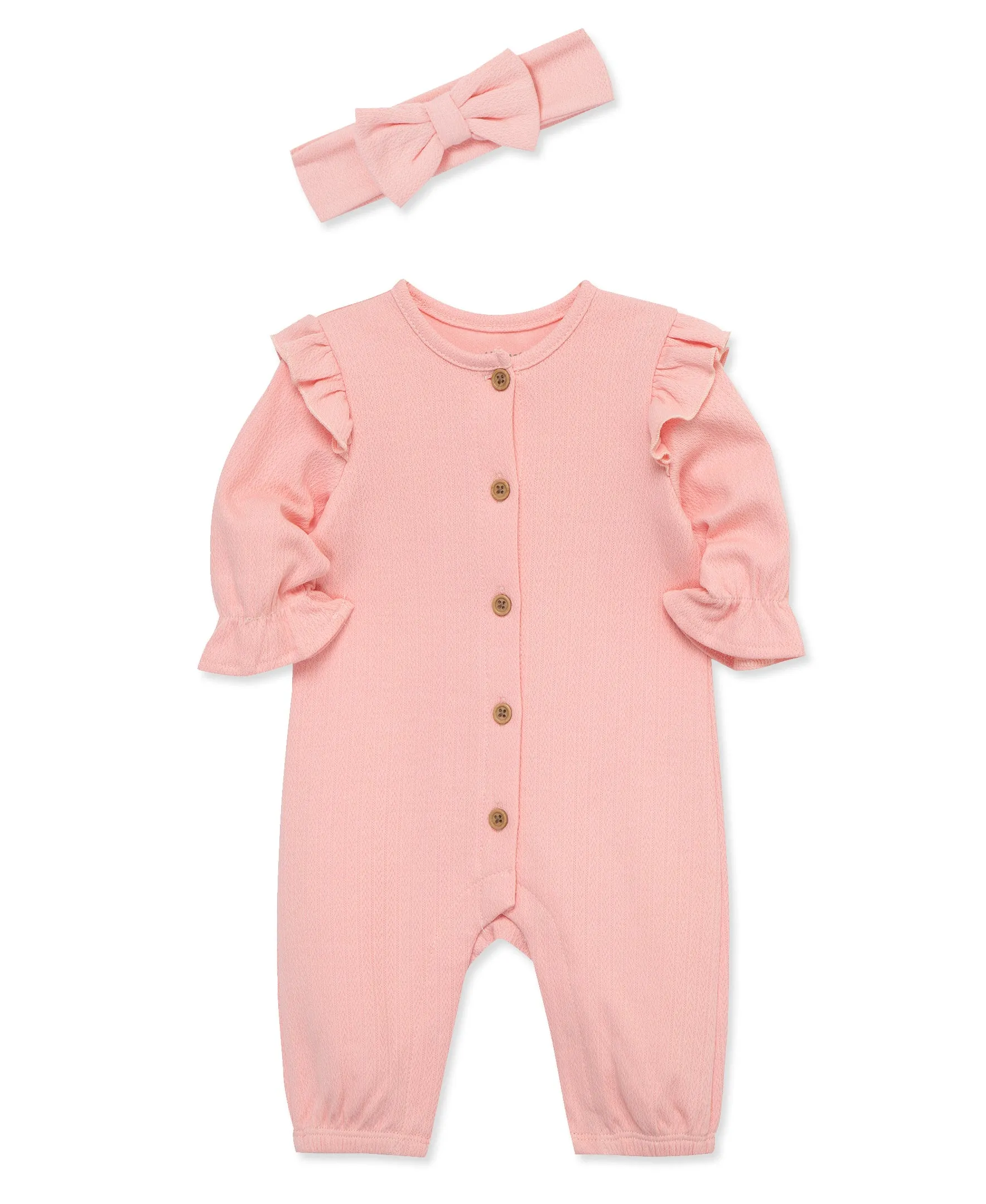 Pink Pointelle Jumpsuit Set