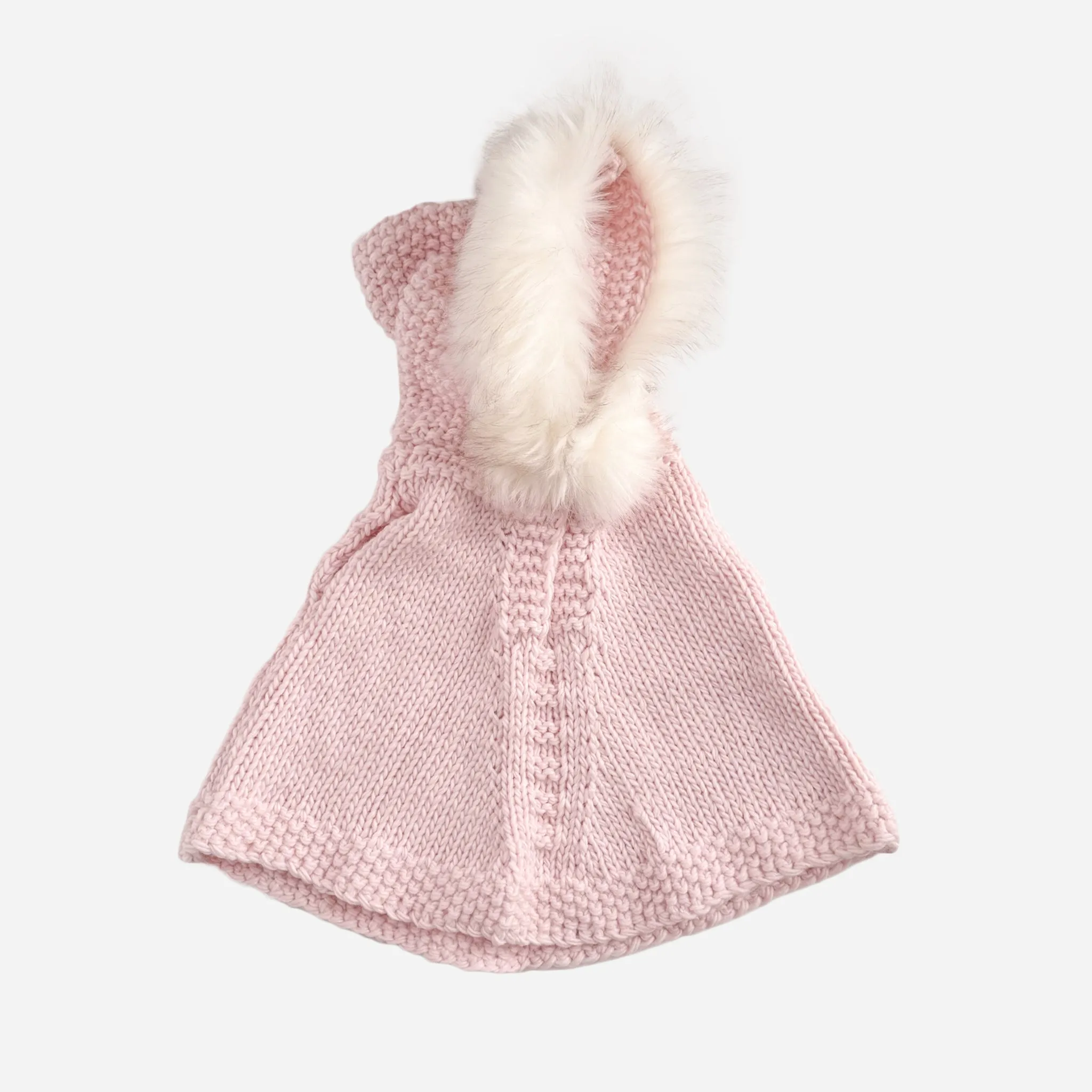 Poncho with Faux Fur, Baby Pink