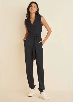 Ponte Collar Jumpsuit - Black