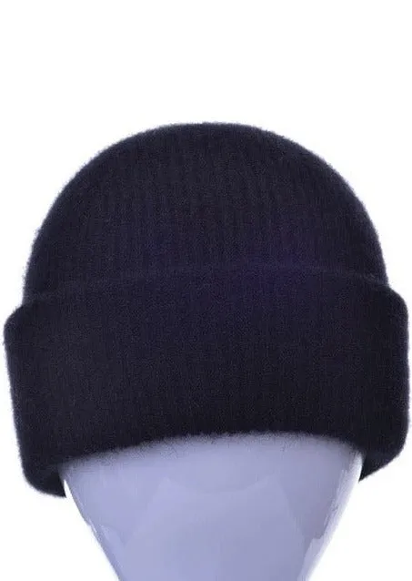 Possum Merino Fine Rib Beanie Black