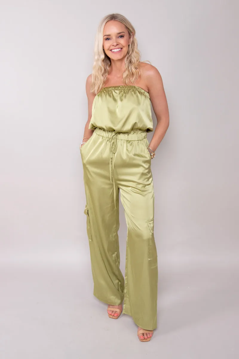 Quinn Cargo Jumpsuit-Avocado