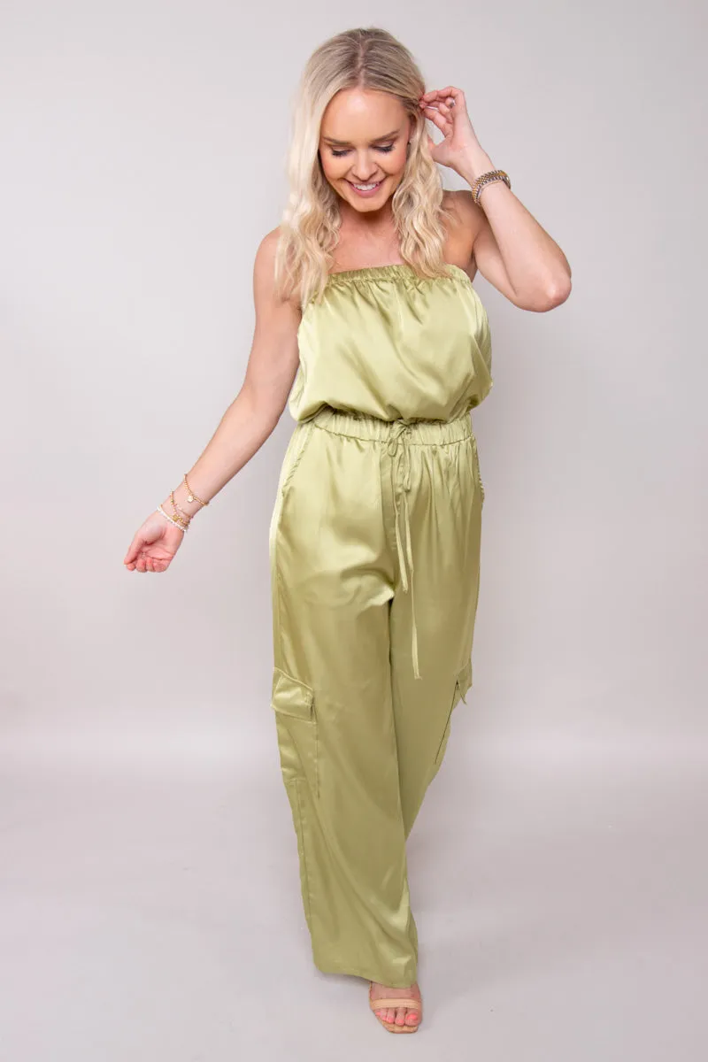 Quinn Cargo Jumpsuit-Avocado