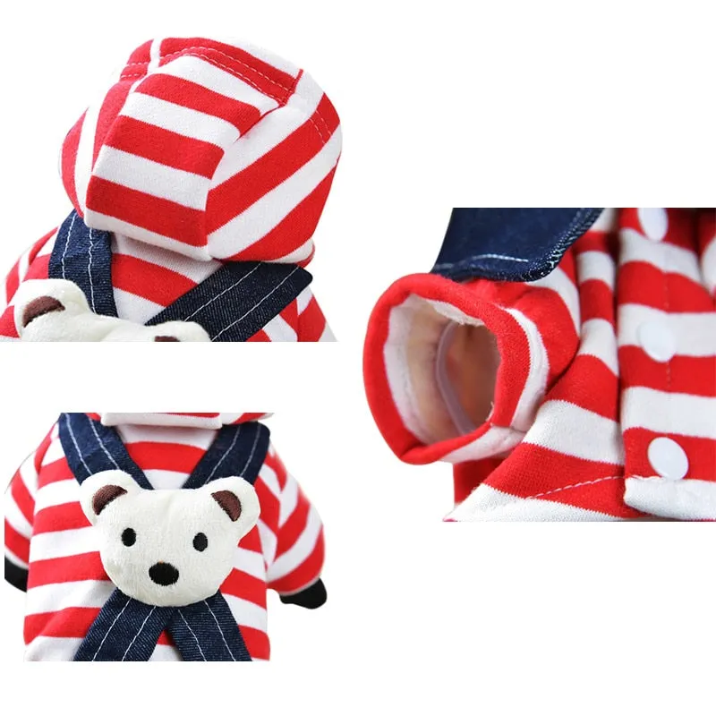 Red Black Bear Small Dogs Jumpsuit Puppy Overalls