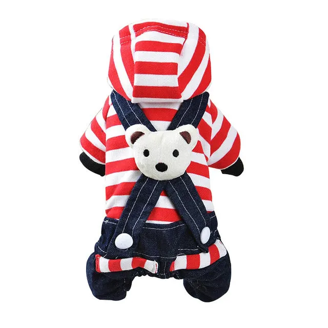 Red Black Bear Small Dogs Jumpsuit Puppy Overalls