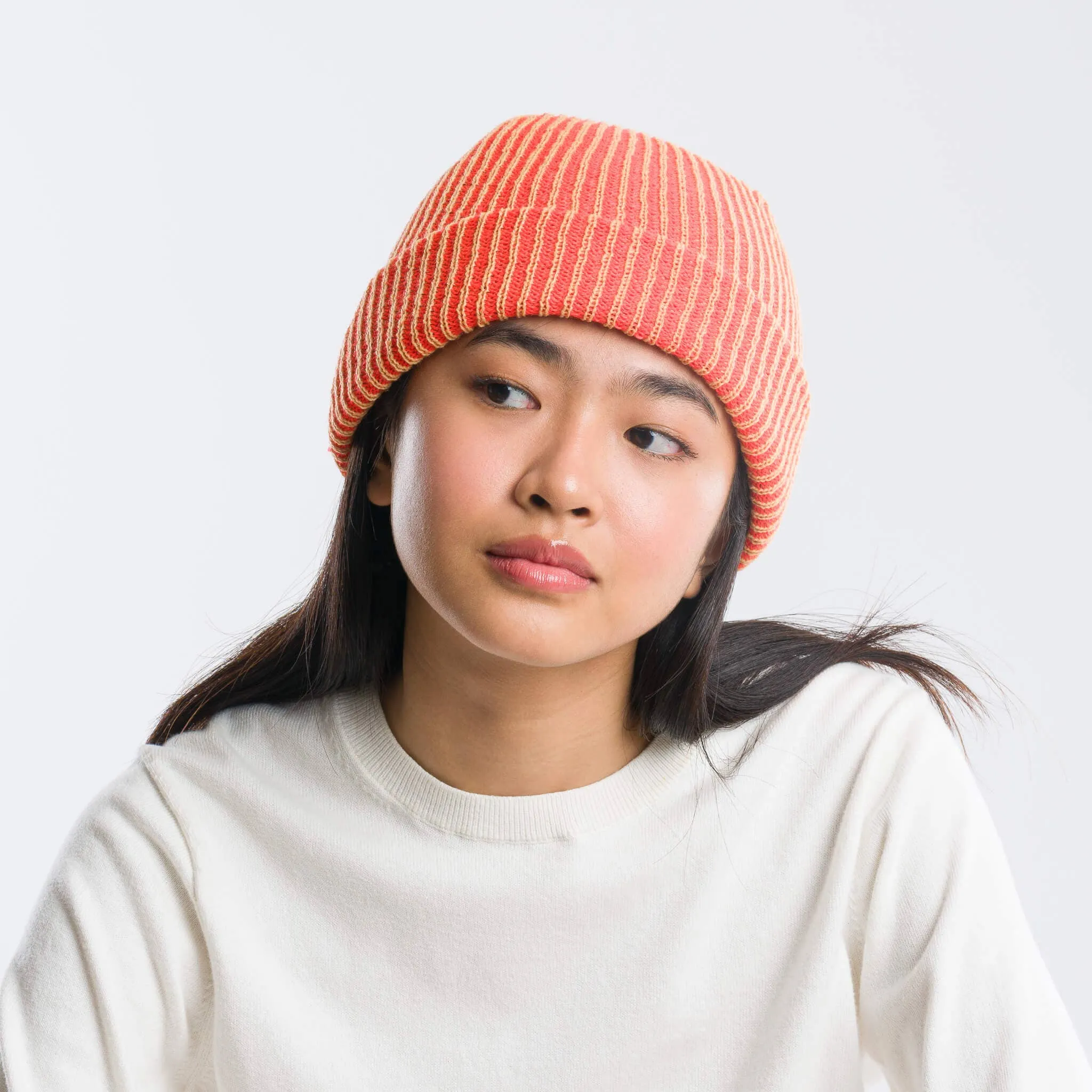 Rib Knit Beanie - Cobalt Rust