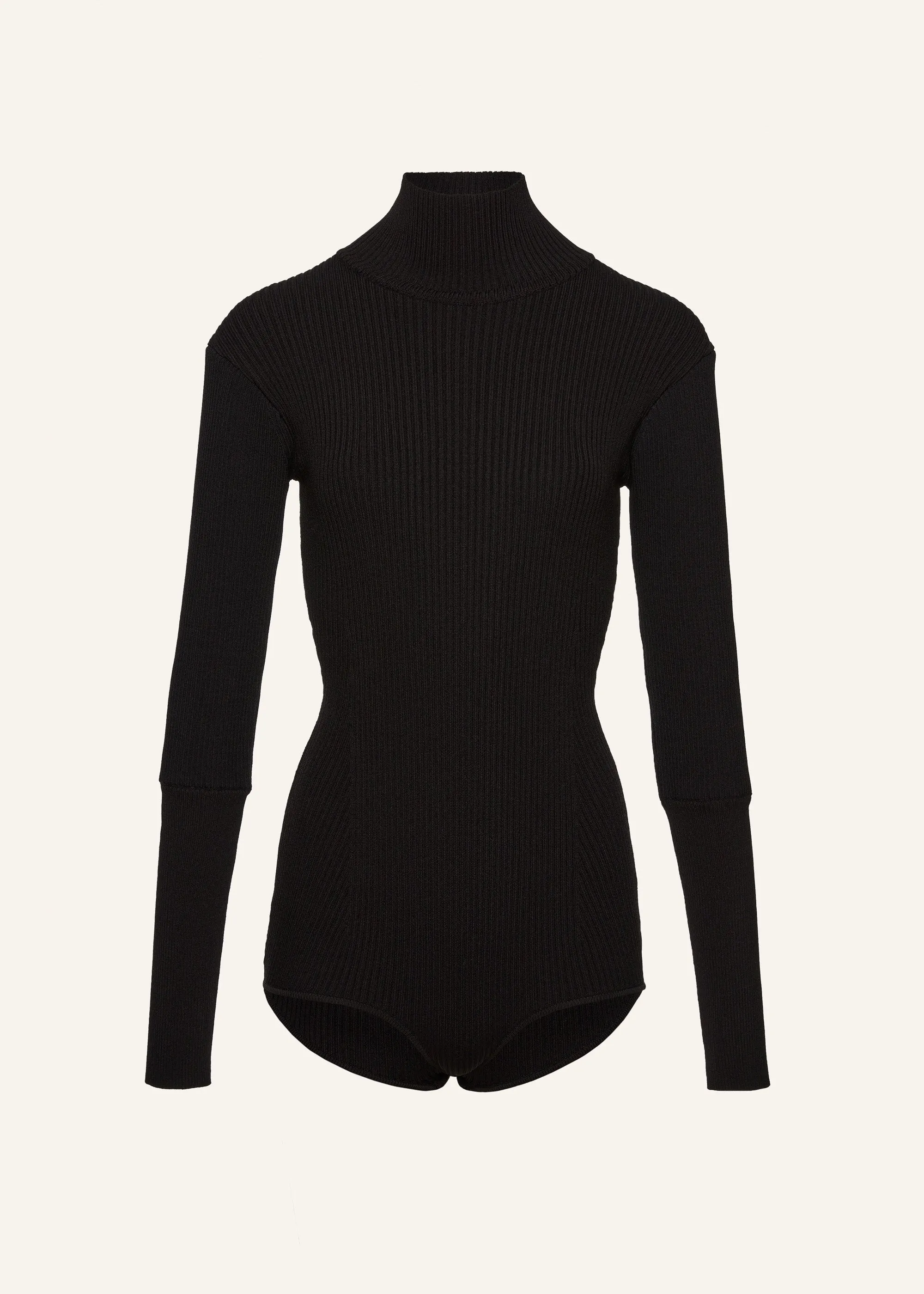 Ribbed high-neck bodysuit in black