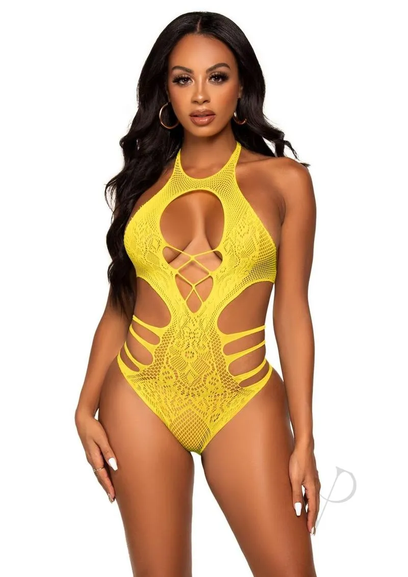 Seamless Lace Strappy Bodysuit Os Ylw