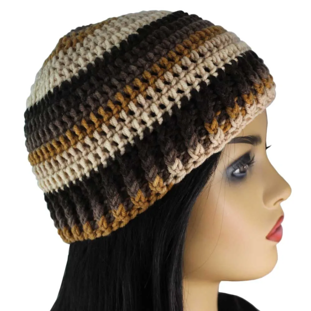 Shades of Brown Crochet Snug Beanie Hat Medium/Large - JMCH61ML