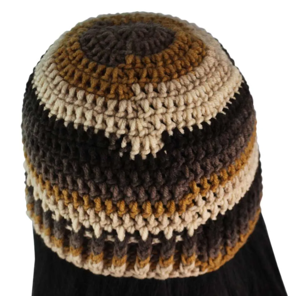 Shades of Brown Crochet Snug Beanie Hat Medium/Large - JMCH61ML