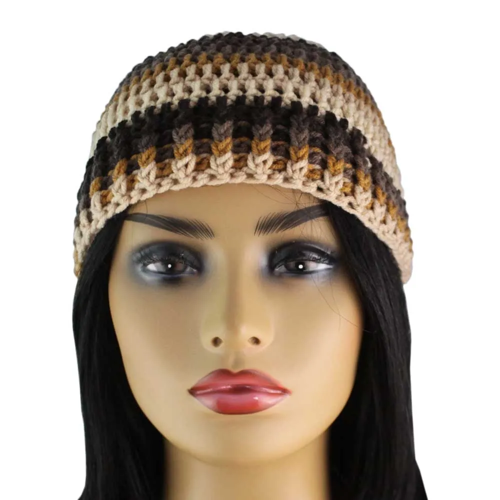 Shades of Brown Crochet Snug Beanie Hat Medium/Large - JMCH61ML