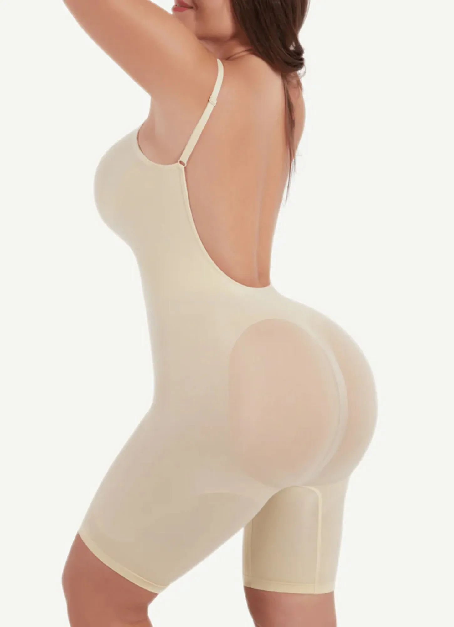 Shapewear for Women - Tummy Control Butt Lifter Open Back Mid Thigh Seamless Full Body Shaper