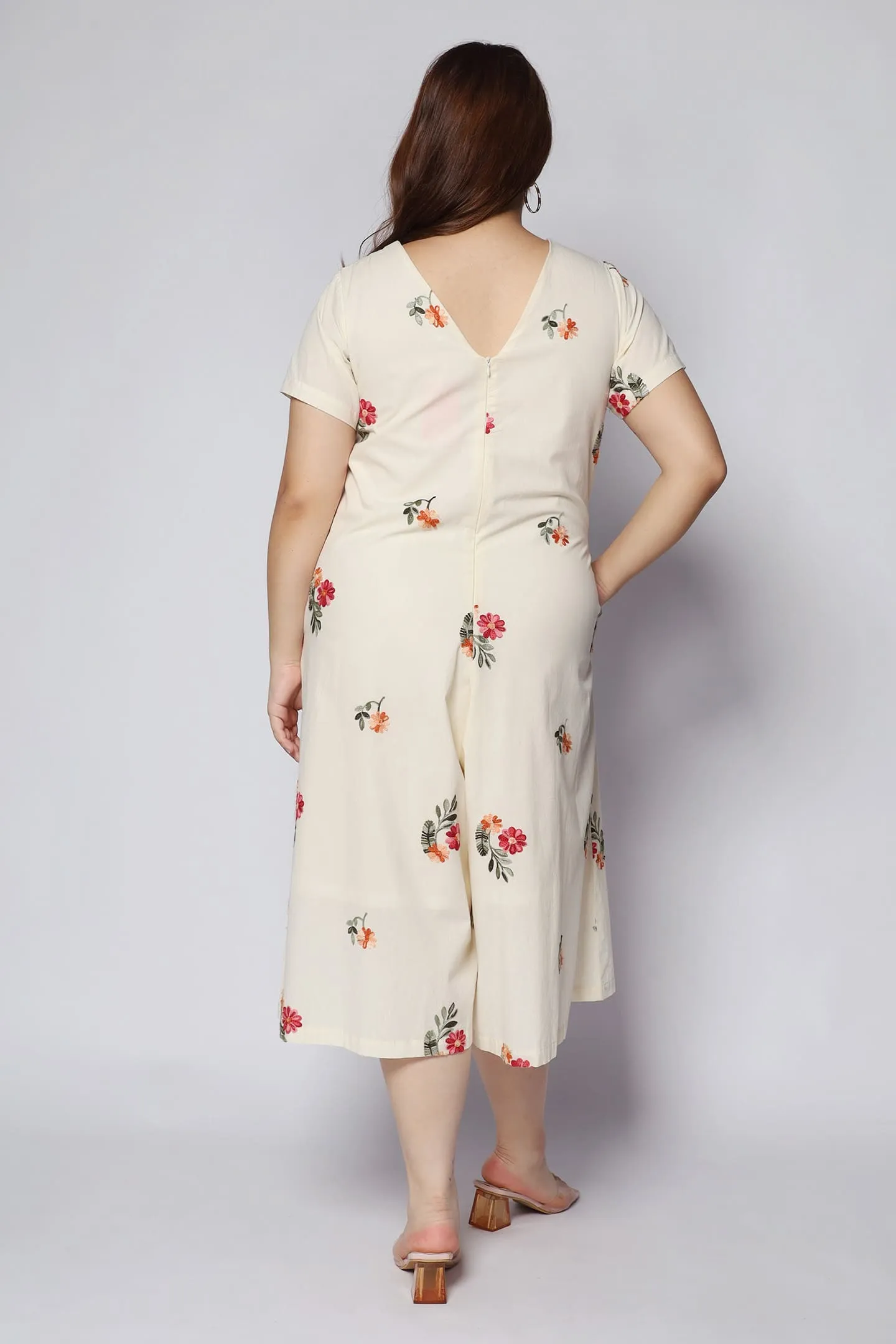 Shirokuro Jumpsuit in Floral Embroidery