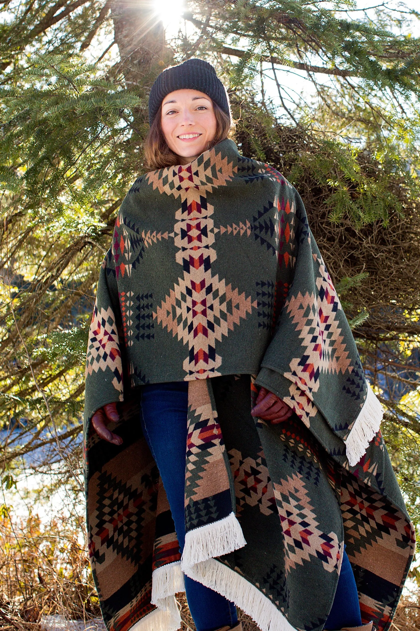 Signature Camino Blanket-Shawl - Moss