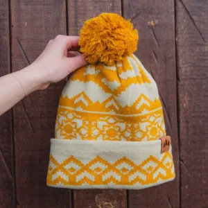 Snowflake Pattern Pom Beanie