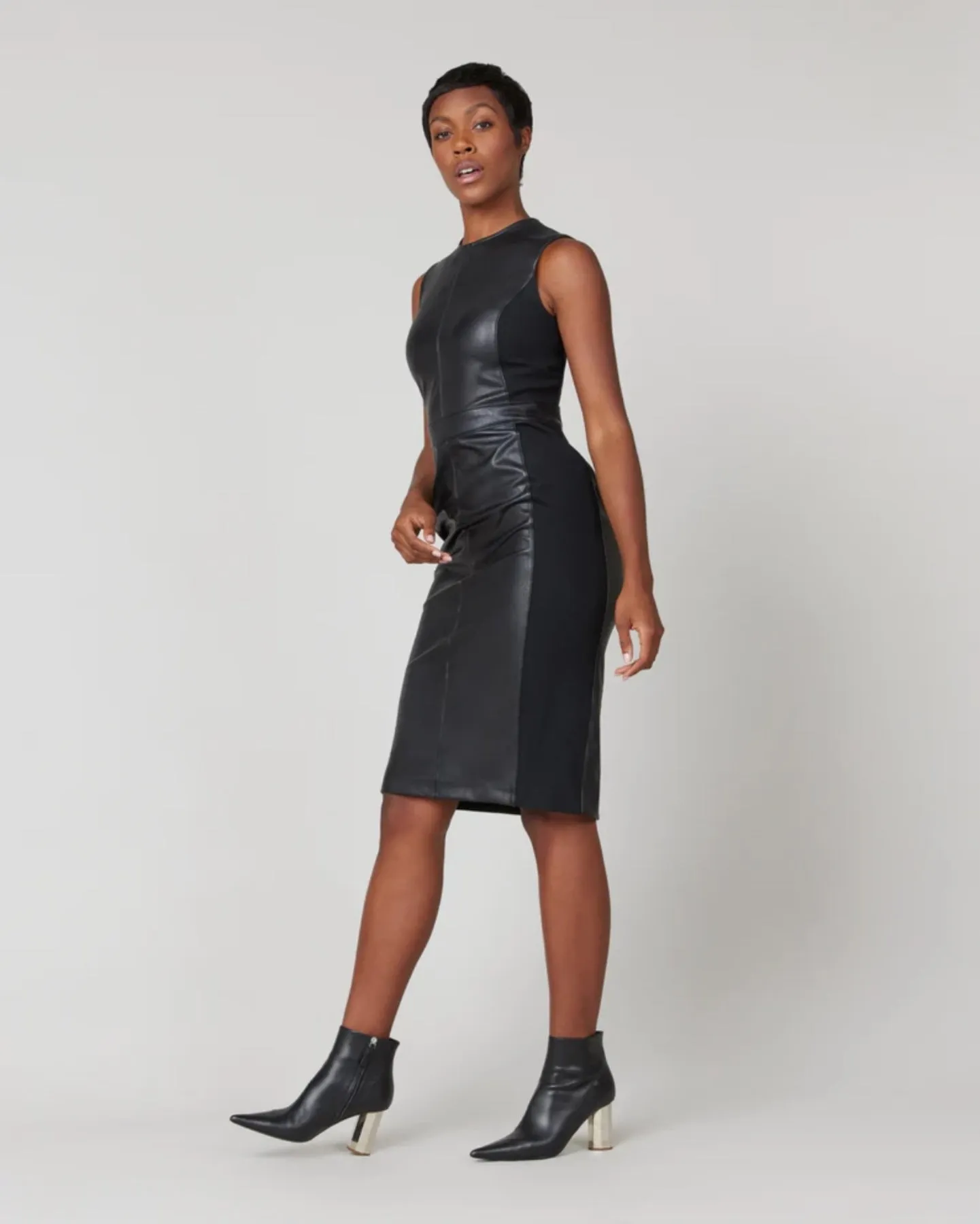 Spanx, Leather-Like Combo Fitted Dress