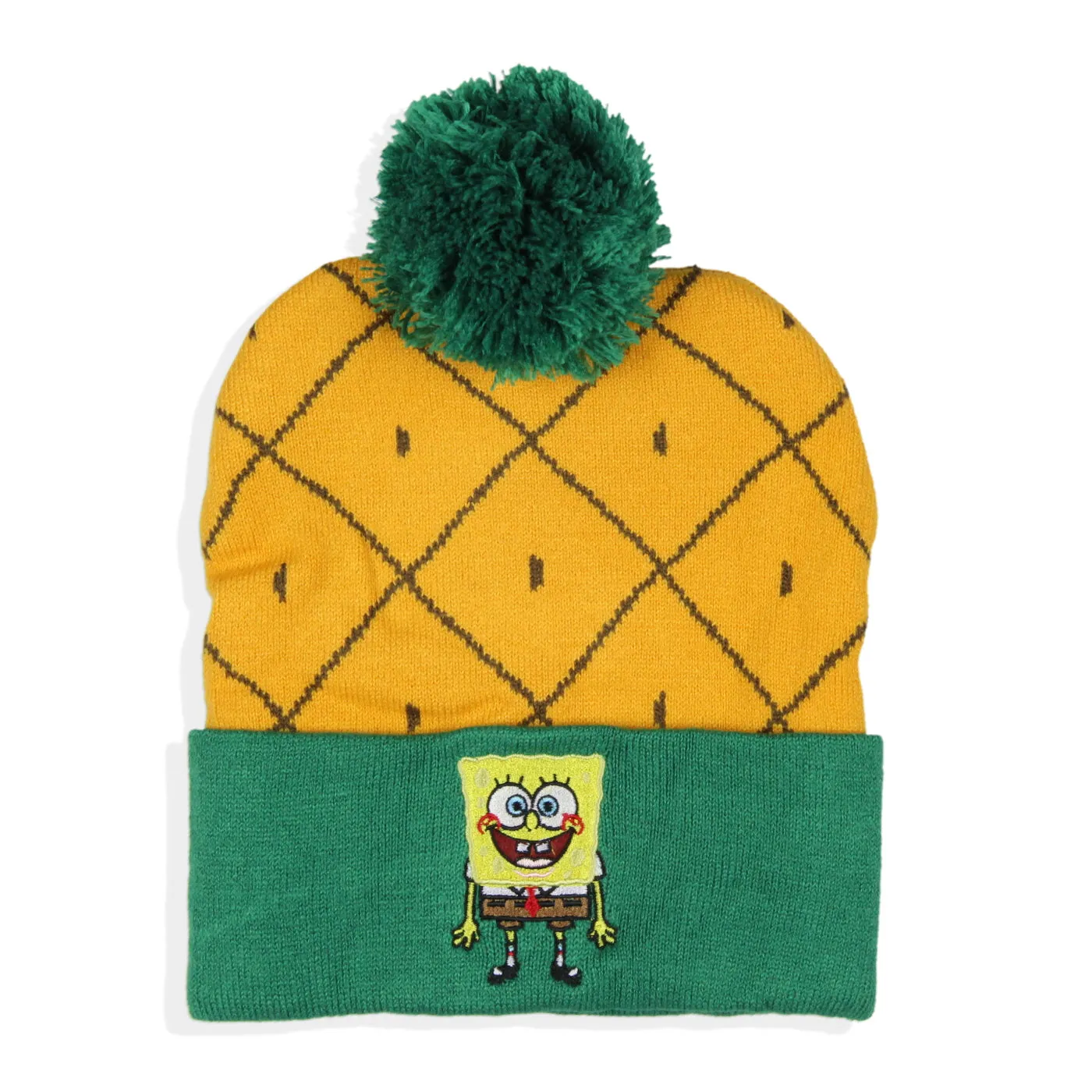 SpongeBob SquarePants Embroidered Character Pineapple Cuff Pom Beanie Hat