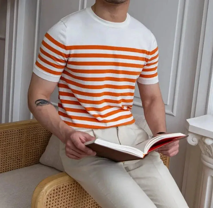 Spring knitted round neck t-shirt