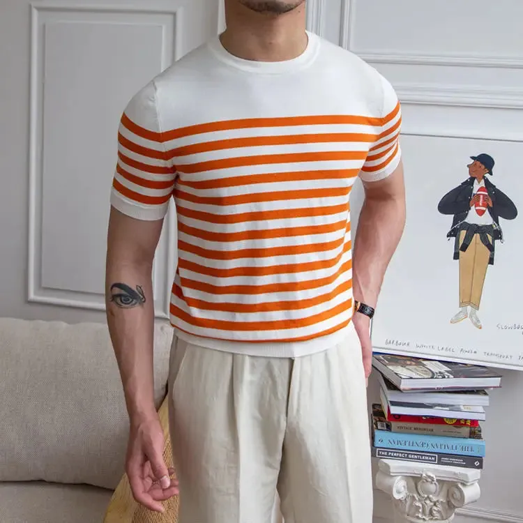 Spring knitted round neck t-shirt