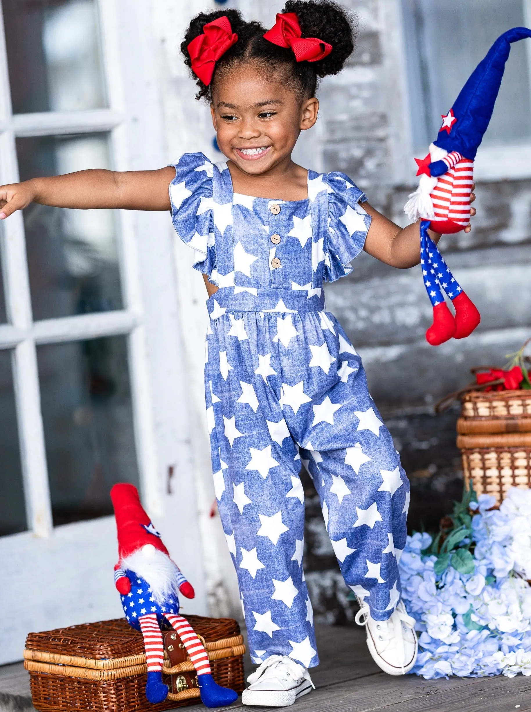 Star Spangled Sass Ruffle Shoulder Jumpsuit