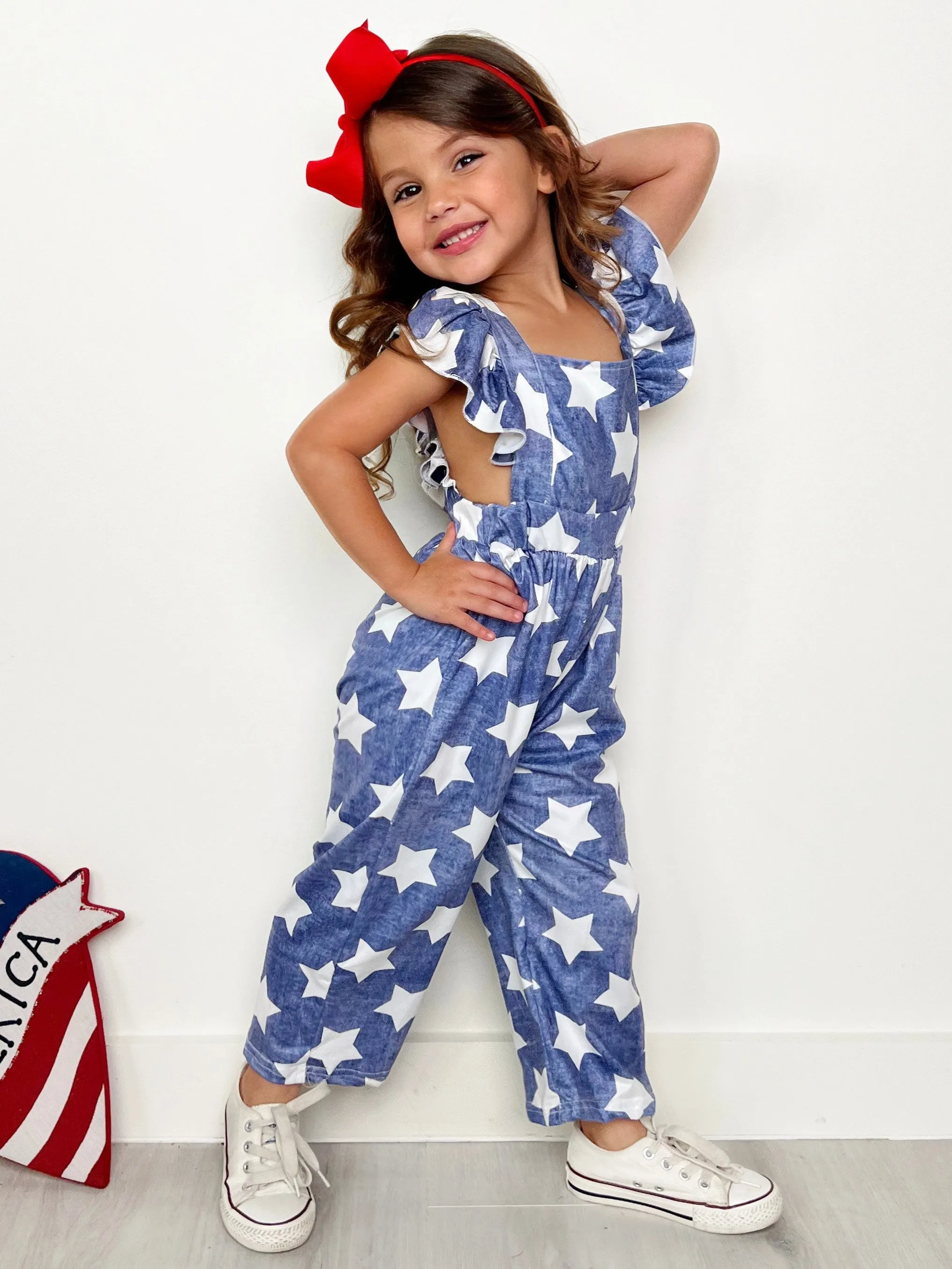 Star Spangled Sass Ruffle Shoulder Jumpsuit