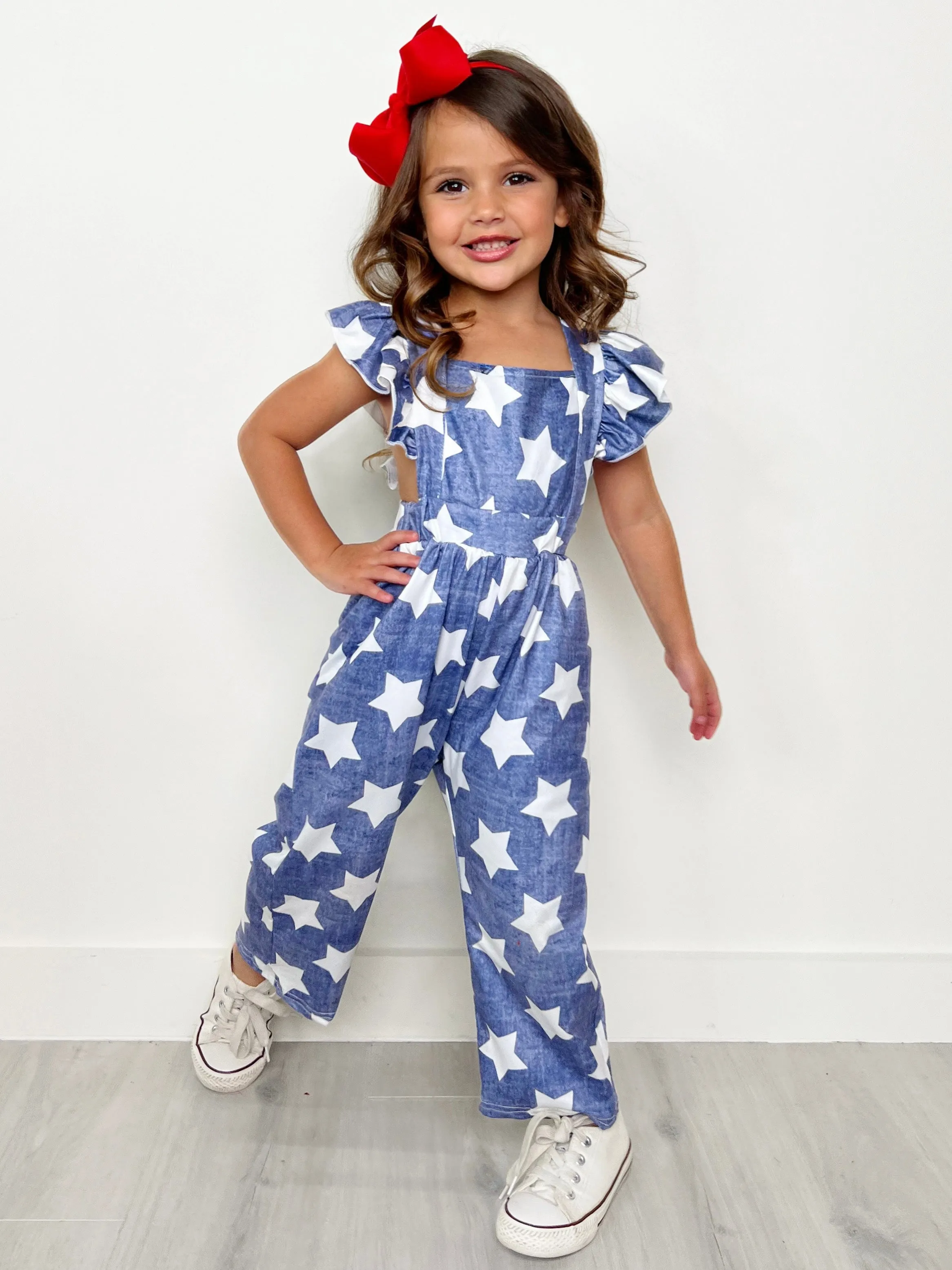 Star Spangled Sass Ruffle Shoulder Jumpsuit